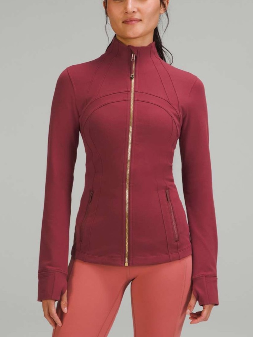 Lululemon Define Jacket Luon Mulled Wine Gold Zipper Logo Size 2 Burgandy